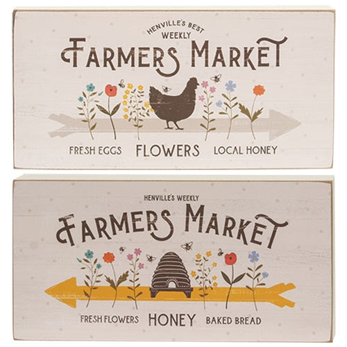 Farmers Market Rectangle Box Sign - 2 Asstd.