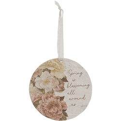 Blossoming Words Vintage Round Ornament - 3 Asstd.