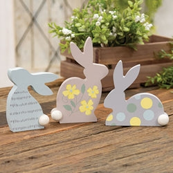 3/Set - Wooden Deco Pattern Bunny Sitters