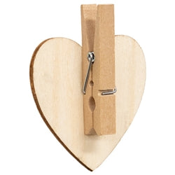 12/Set - Wooden Leaf Sprig Heart Clips