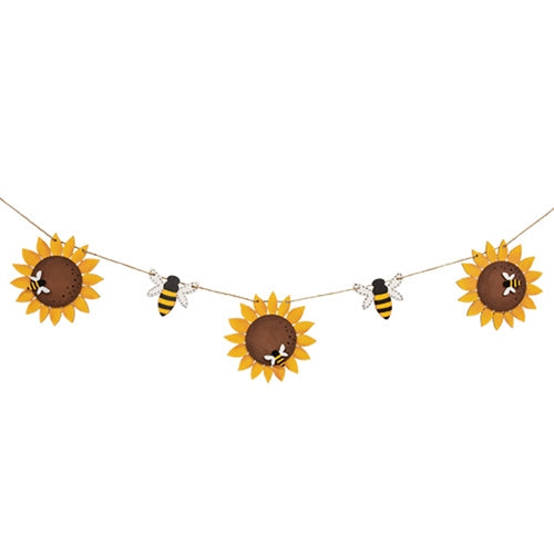 Sunflower & Bee Wooden Garland