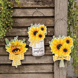 Hello Sunshine Sunflower Ornament - 3 Asstd.