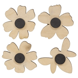 4/Set - Flowers & Bee Wooden Magnet