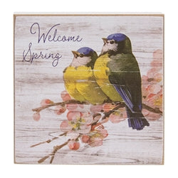 Welcome Spring Bluebird Square Block - 3 Asstd.