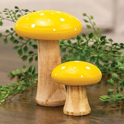 2/Set - White Dotted Yellow Wood Mushrooms