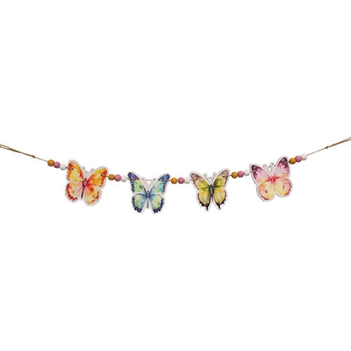 Beaded Pastel Watercolor Butterfly Garland