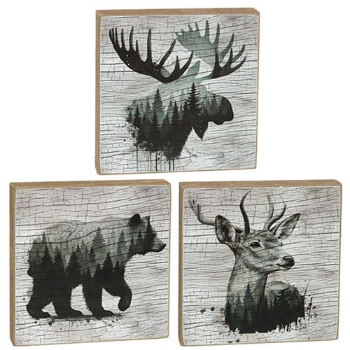 Woodland Forest Animal 4" Square Block - 3 Asstd.