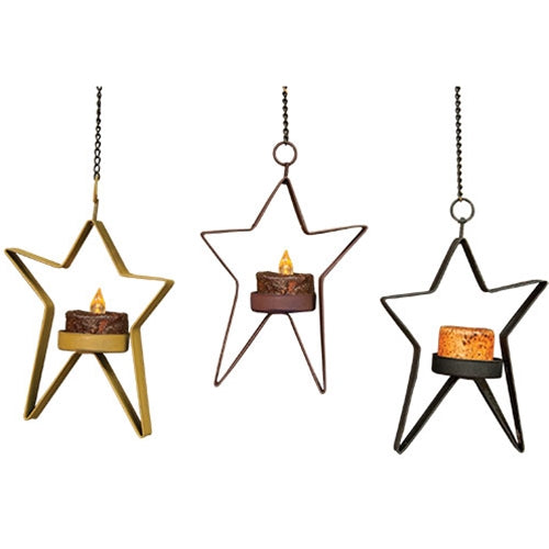 Hanging Whimsical Tealight Star  - 3 Asst