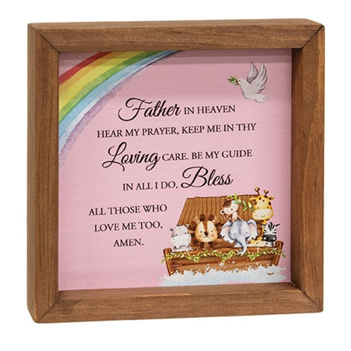 Noah's Ark Pink Background Shadowbox Frame