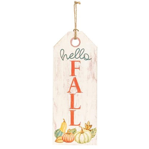 *Hello Fall Distressed Wooden Tag Sign