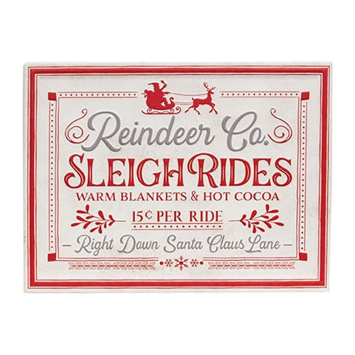 Reindeer Co. Sleigh Rides Metal Sign