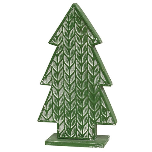 Laurel Embossed Distressed Metal Christmas Tree