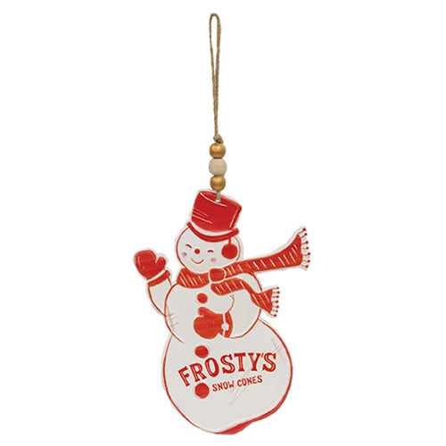 Frosty's Snow Cones Metal Snowman Hanger