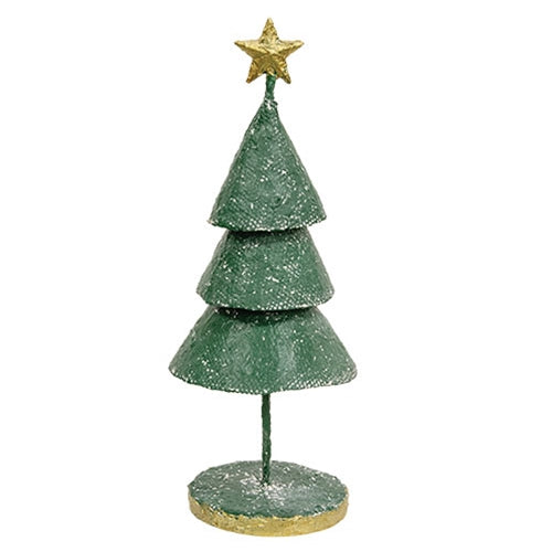 Distressed Textured Metal Christmas Tree 12"