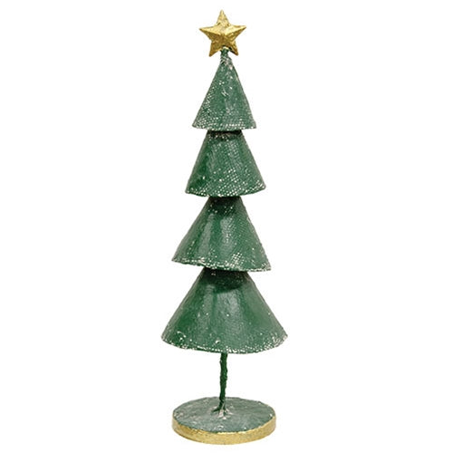 Distressed Textured Metal Christmas Tree 14"