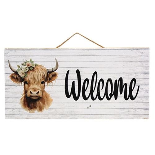 Pretty Highland Welcome Hanging Sign