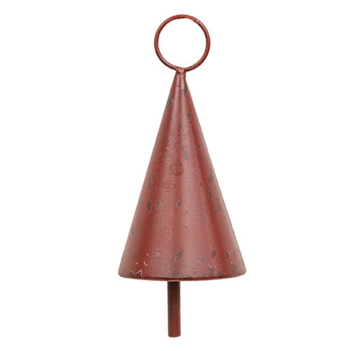 Distressed Red Metal Cone Sleigh Bell Ornament