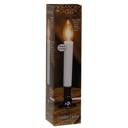 White Sensor Candle Lamp on Pewter Base 9"