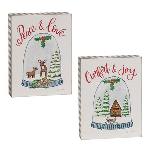 *Snow Globe Gingham Box Sign 2 Asstd.