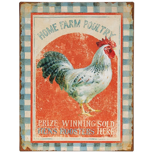 Home Farm Poultry Distressed Metal Sign