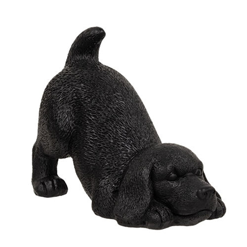 Black Resin Playful Puppy Figurine