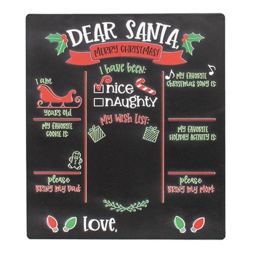 Dear Santa Metal Chalkboard Sign