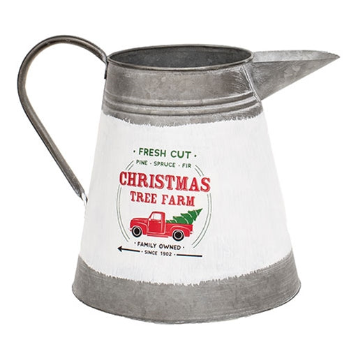 Fresh Cut Christmas Tree Farm Metal Pitcher