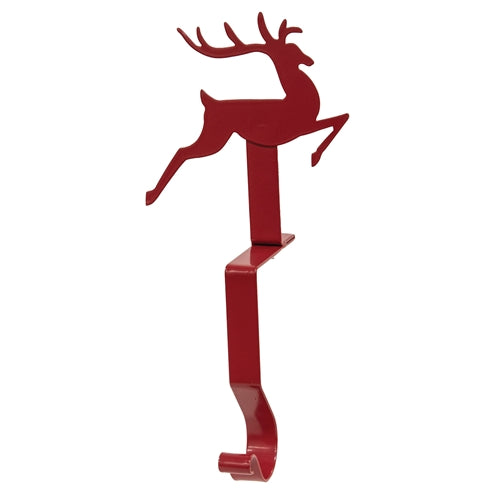 Red Metal Reindeer Stocking Hanger