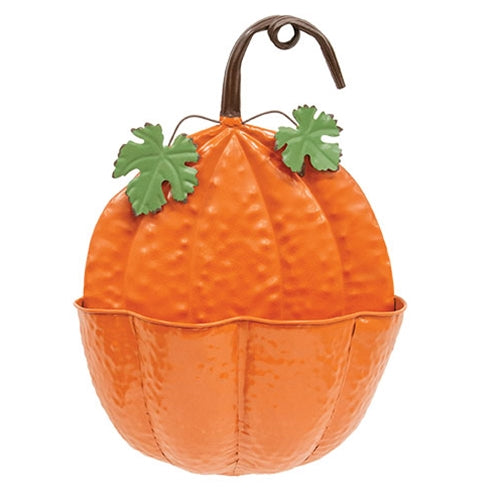 Painted Metal Pumpkin Wall Pocket