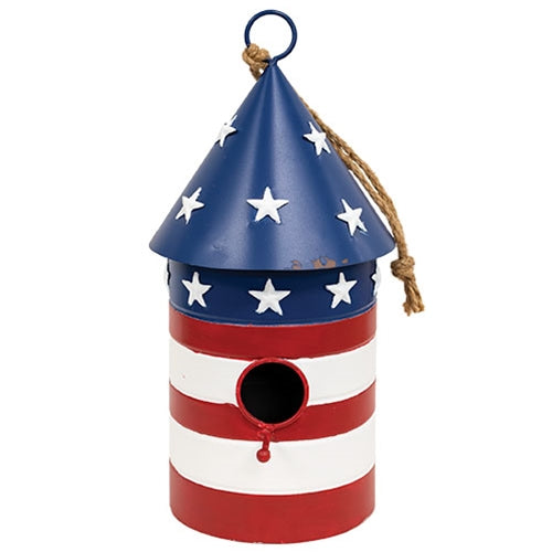 Distressed Metal Americana Firecracker Birdhouse