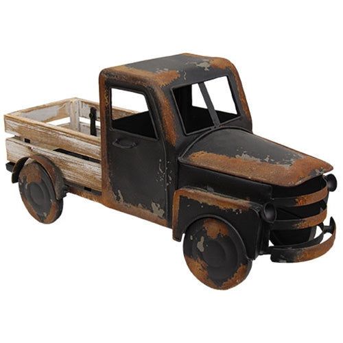 Distressed Black Metal Farm Truck