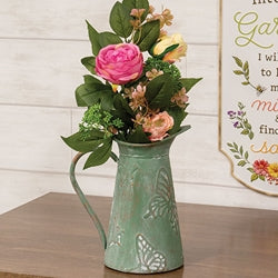 Green Copper Finish Butterfly Embossed Pitcher