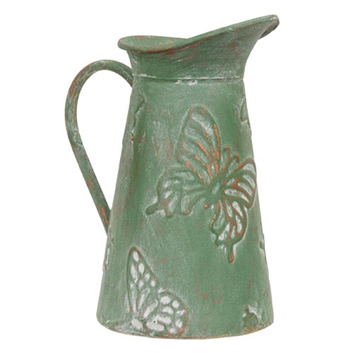 Green Copper Finish Butterfly Embossed Pitcher