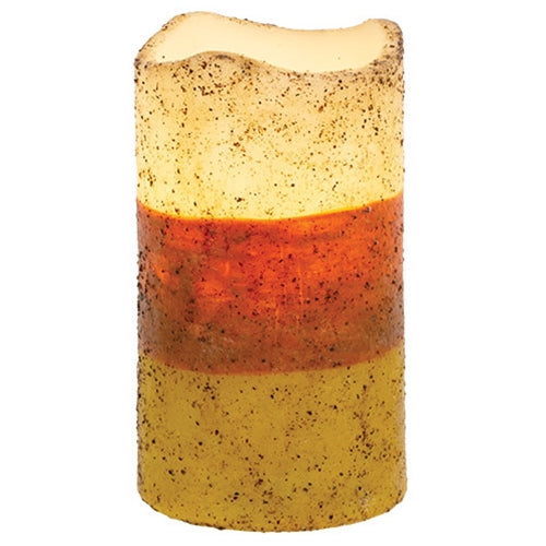 Grungy Candy Corn Timer Pillar 5"