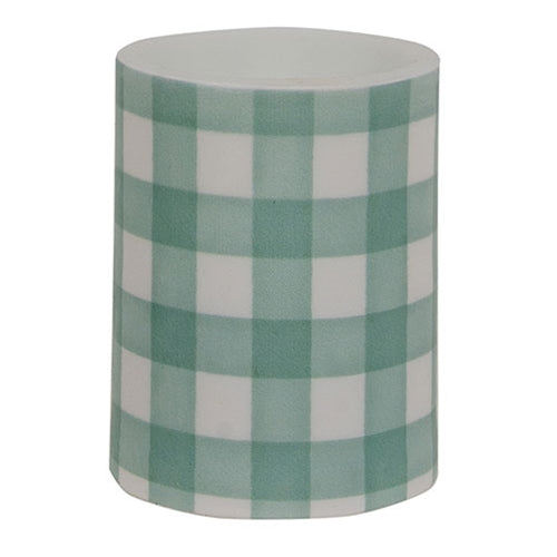 Green Gingham Check Timer Pillar 3"x4"