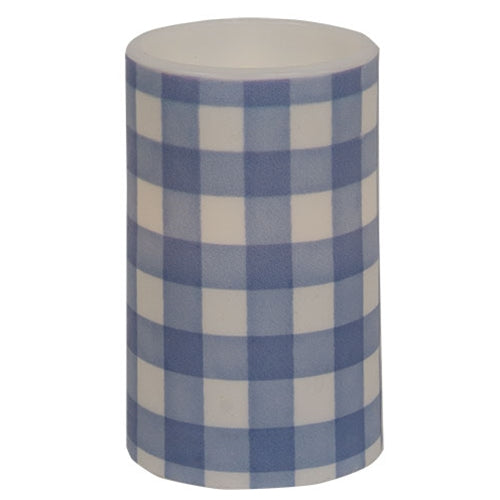 Blue Gingham Check Timer Pillar 3"x5"