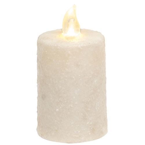 Warm Glow White Glitter Flicker Flame Timer Votive 2.25" x 3"H