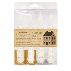 4/Set Rustic White Timer Tapers 6.5"