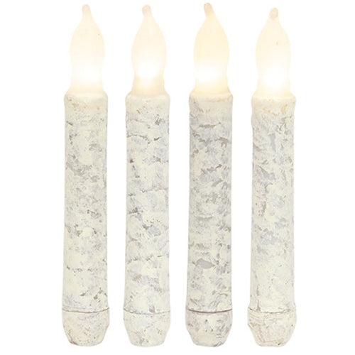 4/Set Rustic White Timer Tapers 6.5"