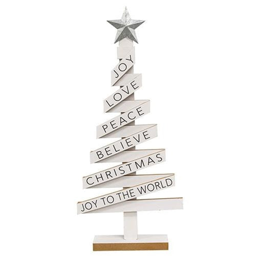 Woodland White Christmas Tree w/Sayings