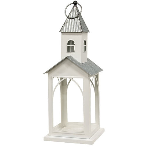 White Metal Church Pillar Lantern