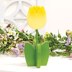 Yellow Wooden Dimensional Tulip Sitter