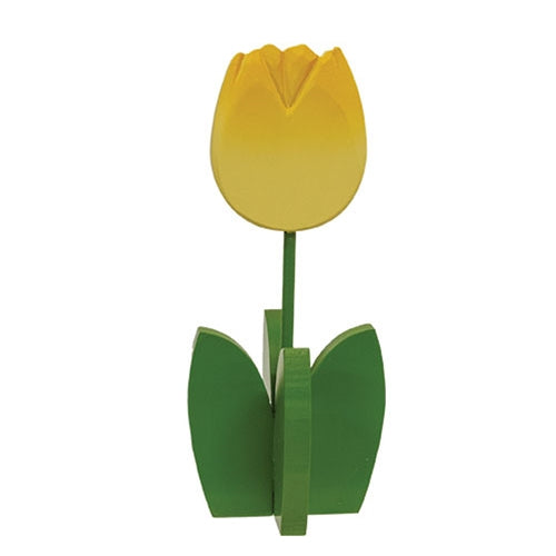 Yellow Wooden Dimensional Tulip Sitter