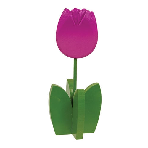 Pink Wooden Dimensional Tulip Sitter