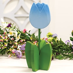 Blue Wooden Dimensional Tulip Sitter