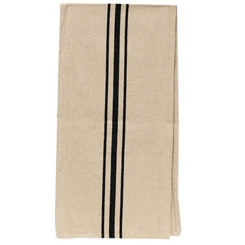 Cream & Black Grain Sack Long Runner