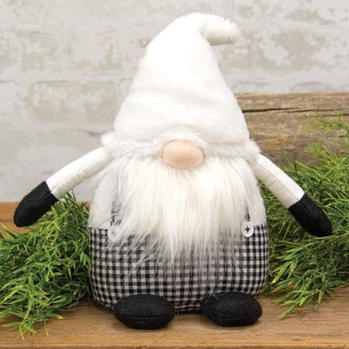 Black & White Buffalo Check Chubby Sitting Gnome