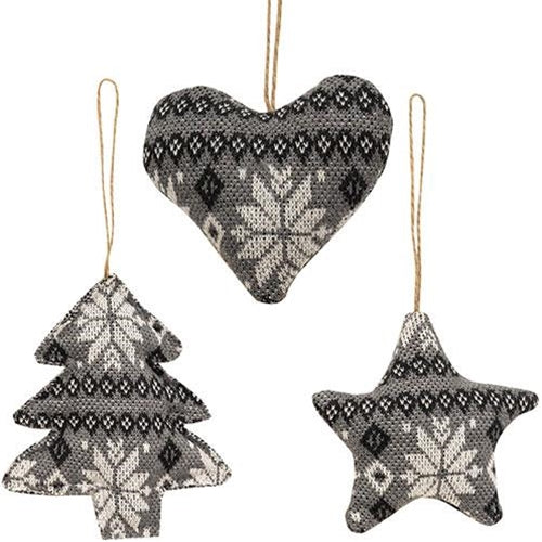 Gray & Black Nordic Sweater Ornament 3 Asstd.