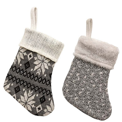 *Gray & White Mini Stocking 2 Asstd