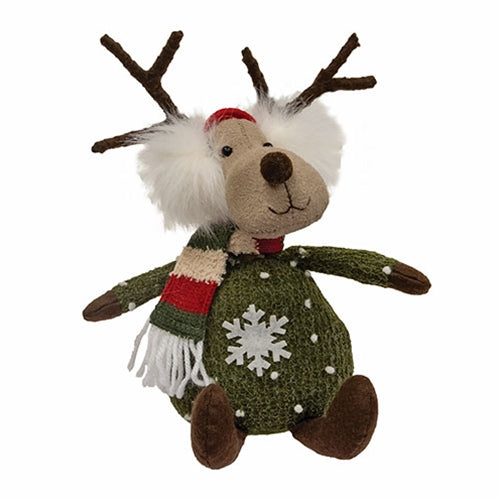 Green Christmas Sweater Sitting Reindeer